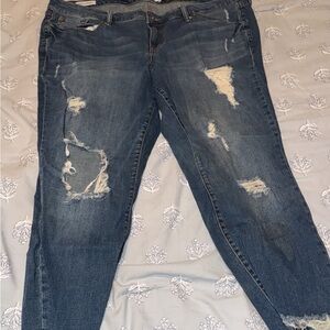 Torrid Distressed Boyfriend Jeans in Dark Blue
